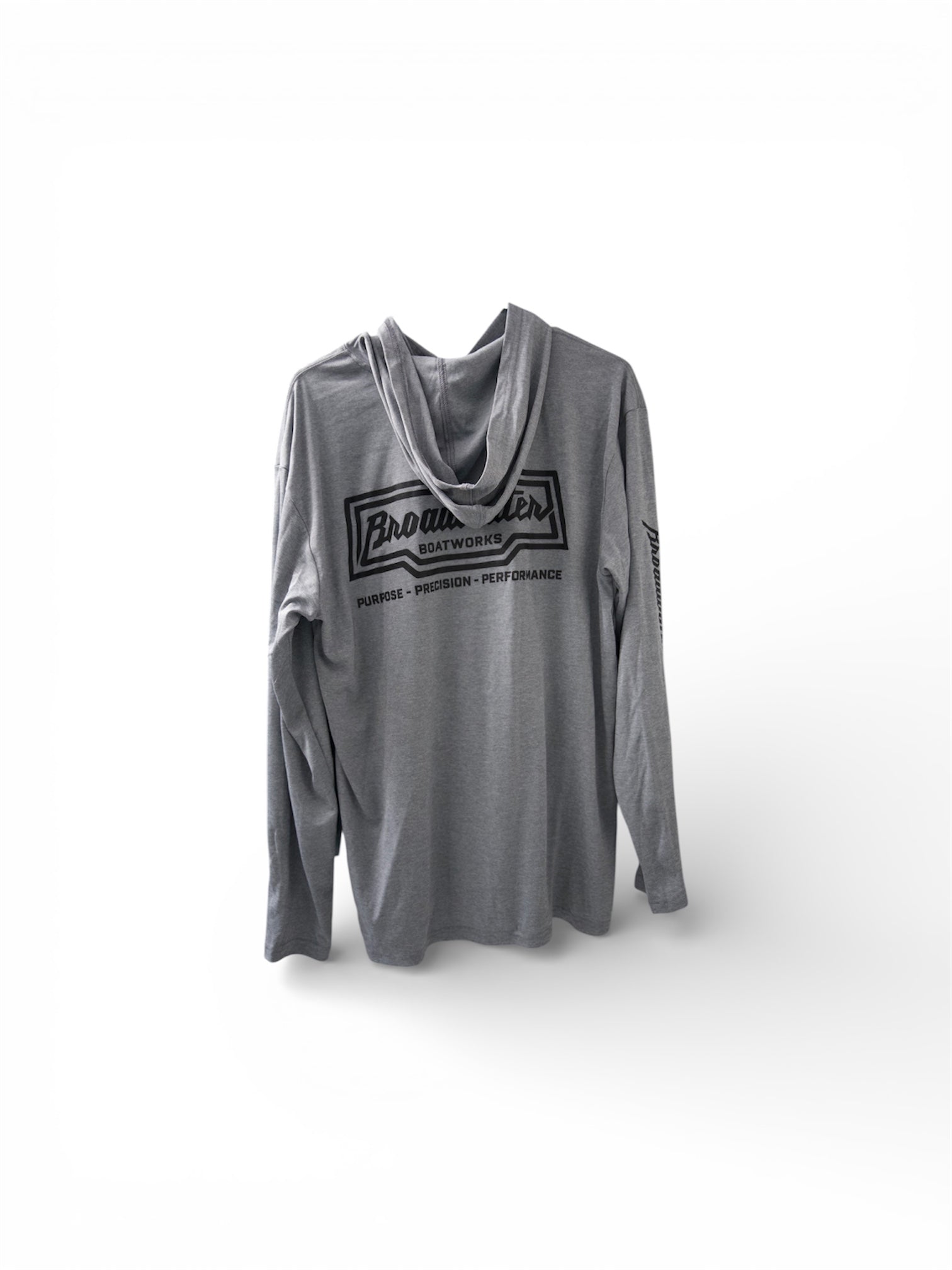 Heather grey hooded long sleeve performance